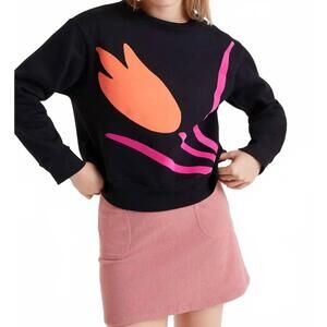 NEW COMPANIA FANTASTICA flower print crew sweatshirt in black